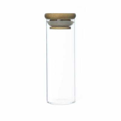 China Wholesale 70ml Luxury Empty Clear Heatable Food Storage Glass Jar With Bamboo Lid for sale