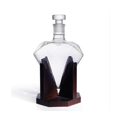 China Glass Bottle For Whiskey Designs Promotion Price Diamond Wine Decanter Craft Modeling Wine Bottle Diamond Vodka Glass Decanter for sale