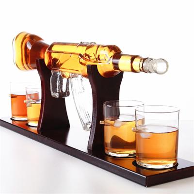 China Eco-friendly Recyclable Wholesale Custom Empty Ak47 Clear Shaped 750ml Liquor Glass Bottle For Whiskey for sale