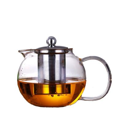 China Wholesale Best Viable Selling 500ml 900ml 1300ml Handmade Round Glass Teapot With Stainless Steel Infuser for sale