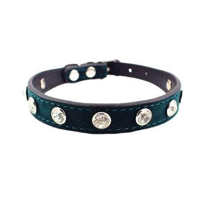 China New Arrival Crystal Rhinestone Pu Leather Viable Dog Collar and Leash for sale