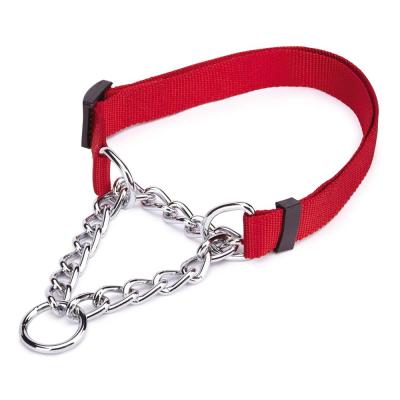 China Adjustable Martingale Choke Style Dog Collar Training Chain Nylon Stainless Steel Pet Sustainable Pet Collar for sale