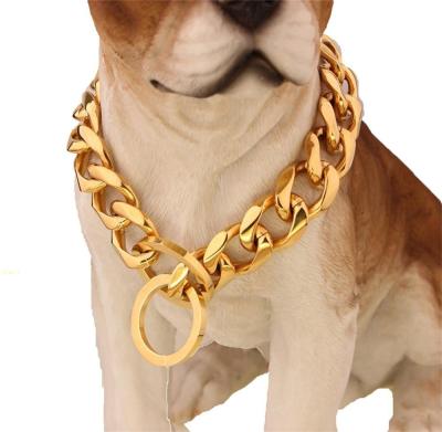 China Wholesale Custom Viable Metal Chain Strong Stainless Steel Pet Product Luxury Dog Collar For Big Dog for sale