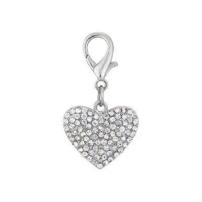 China Viable Wholesale Dog Pet Pendant Accessories With Rhinestone Heart Shape Dog Charms for sale