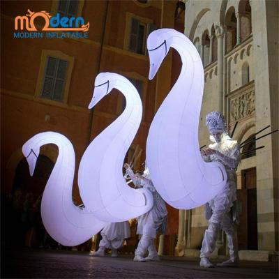 China Party Outdoor Street LED Parade Lighting White Swan Inflatable Walking Costume for sale