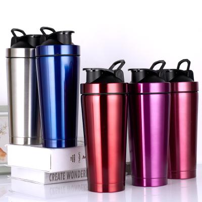 China Custom Protein Stocked New Logo Leakproof Sports Water Shaker Bottle Stainless Steel Gym Shaker Bottles for sale