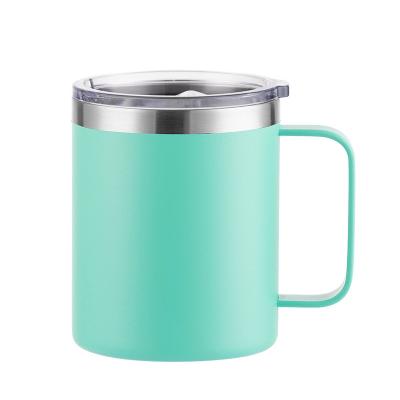 China Sustainable High Quality Coffee Mug 12oz &14oz 16oz Double Wall Stainless Steel Mug With Different Lids And Straw for sale