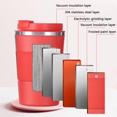 China Viable Custom Walcold Logo Car Cup Reusable Coffee Mug Thermos Cups With Plastic Lid for sale