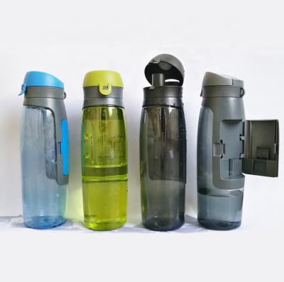 China Sustainable Wallet 750ml Card Holder Outdoor Sport Drinking Plastic Water Bottle With Storage for sale