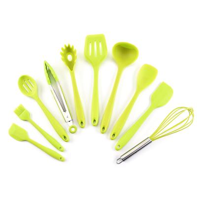 China Wholesale Stocked 10 Pieces Red Kitchenware Baking Baking Tools Silicone Cookware Utensil Set for sale