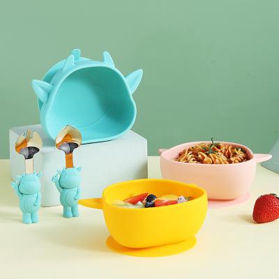 China Eco-friendly Bpa Free Silicone Food Minimalist Dinosaur Baby Feeding Dish for sale