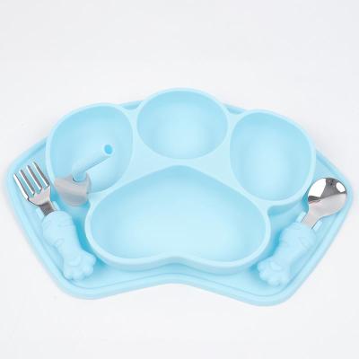 China Minimalist New Arrival Eco-friendly Non-toxic Suction Bowl Strong Spoon Set Bib Baby Silicone Feeding Bowl And Dish for sale