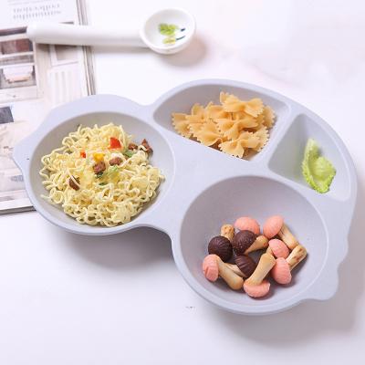 China Viable Bpa Free Biodegradable Food Safe Kids Divided Dish Spoon Suction Bowl Set Baby Feeding Dish for sale