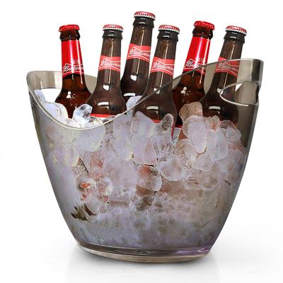 China Custom Logo Acrylic Printed Restaurant Champagne Beer Ice Buckets Plastic Beverage Tubs Viable for sale