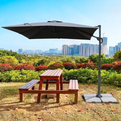 China Modern Large Size Dark Gray Cantilever Sunshade Umbrellas Commercial Outdoor Patio Umbrella With Bases for sale