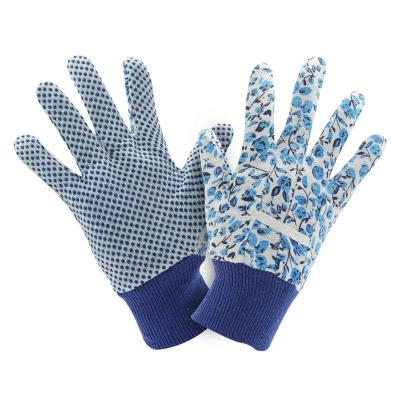 China Wholesale Garden Work Work Gloves Printed Canvas with PVC Dots Garden Gloves Great for housework cultivating and gardening for sale