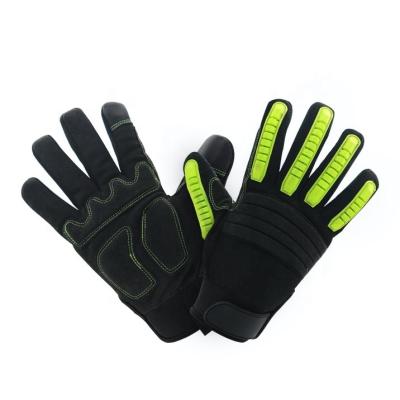 China Anti-impact Durable Synthetic Leather Gloves, Silicone Grip TPR Protection Gloves w/ Neoprene Medium Cuff for sale