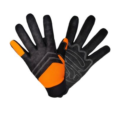 China Touch Screen Anti-Slip Fingers Synthetic Leather With Elastic Material Diving Best Fit To Orange Hands Work Gloves for sale