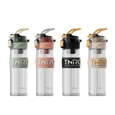 China 400ml Double Wall Large Glass Water Bottle Tea Infuser Insulated Bottle for sale