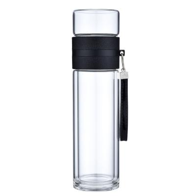 China 280ml Leak Proof Borosilicate Glass Tea Bottles Drinking With Lids for sale