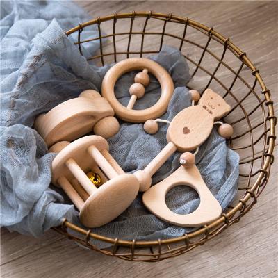 China Multi Design Baby Teething Wholesale Pain Calming Baby Teething Wooden Baby Teether Toy New Custom Natural Beech For Infant Toddlers Wooden Teethers for sale