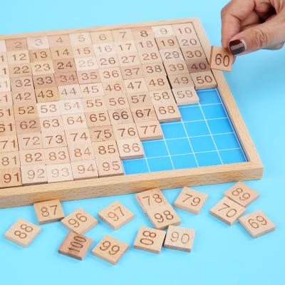 China Intelligence Montessori Hundred Math Developing Wooden Board Counting To 100 For Kindergarten 1-100 Number Board For Toddlers Counting Toy For Maths, for sale