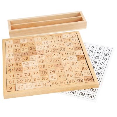 China Intelligence Developing Wooden Consecutive Numbers 1-100 Board Montessori Math Hundred Panel 1-100 Number Board For Toddlers Counting Toy For Kids for sale