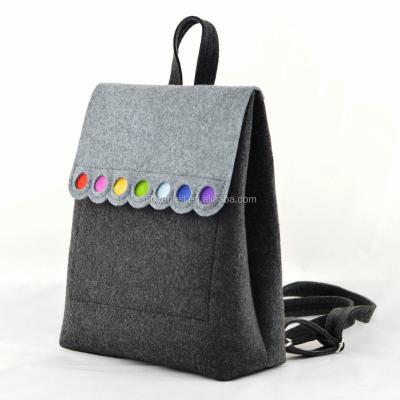 China Waterproof Felt Backpack with Charcoal Gray Fashionable Colorful Felt Stitches Handmade Backpack for sale