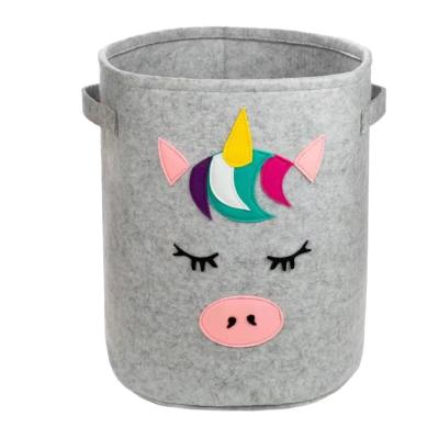 China 2022 Folding Viable Unicorn Storage Felt Toy Basket for sale