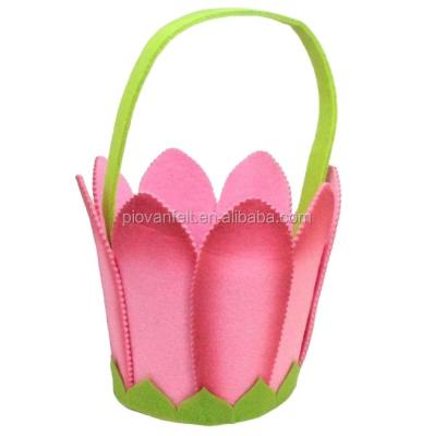 China Easter Basket Tulip Flower Felt Easter Storage Basket for sale