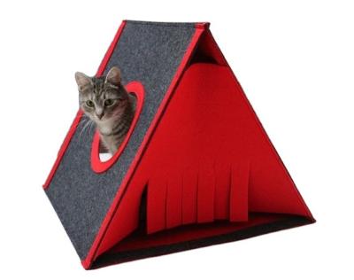 China Sustainable Modern Cat Cave Triangle Felt Cat House for sale