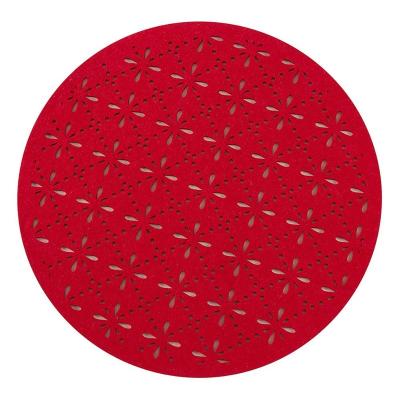 China Sustainable Eco Friendly Polyester Red Felt Table Place Mat With Customized Logo for sale