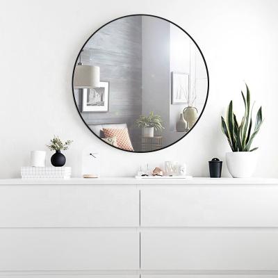 China Modern Metal Iron Framed Wall Hanging Decorative Bathroom Wall Mirror for sale