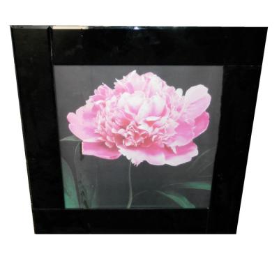 China Black Mirror Or White Mirror With Peony Print Wholesale 55cm x 55cm Beveled Edge Glass Wall Mirror Frame With Print Home Decor Mirror for sale