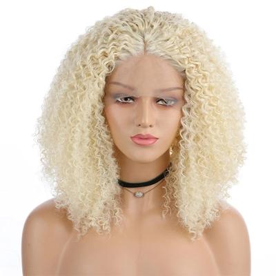 China Brazilian Kinky Curly 613 Afro Kinky Curly Wig Pre Plucked 180% 180% Lace Front Human Hair Remy Human Hair HD Blonde Transparent Wig for sale