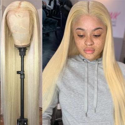 China Straight Transparent Lace Front Human Hair Wig Glueless 4x4 Color 13x4 HD Blonde Body Wave 613 Lace Closure Wigs For Women Remy Color for sale