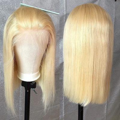 China HD 30 32 Inches Straight Transparent 613 Bob 13x4 Lace Front Wig 250% Density Blonde Straight Hair For Color Women Frontal Wigs for sale