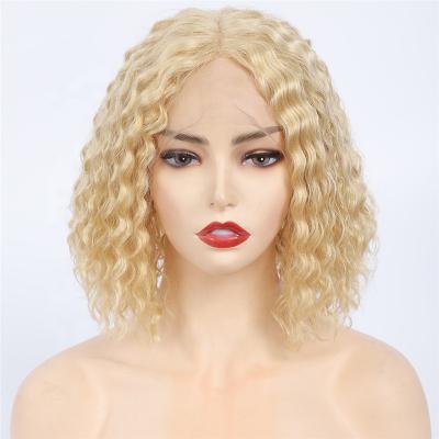 China Hd BOB Raw Virgin 613 Blonde Curly Lace Front Wig 613 Transparent Lace Front Wig Hair Lead Wig for sale