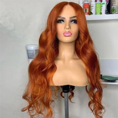 China Orange Vendor Ginger Color Lace Frontal Wigs Body Wave For Women Color Women Body Wave 13X4 Hd Transparent Lace Front Human Hair Wigs for sale