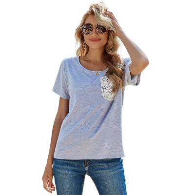 China 2021 New Solid Color Casual Round Neck Loose Pullover Breathable Short Sleeve T-shirt Women for sale