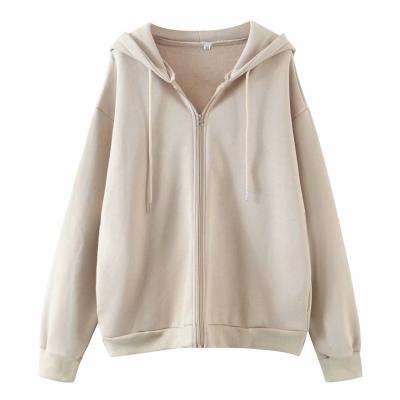 China 2021 Viable High Quality Custom Slim Fit Plus Size Plain Women Full Zip Cotton Hoodies Oversized Bulk for sale