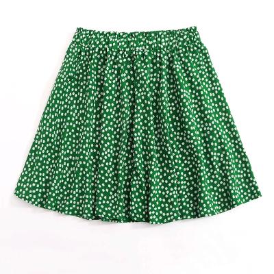 China Breathable Ruffled Bust Skirts For Casual Green Pleated Floral Lace Up Line Ladies Skirt A for sale