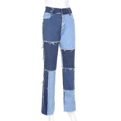 China Breathable Womens Straight Leg Jeans With High Rebound Stitching for sale