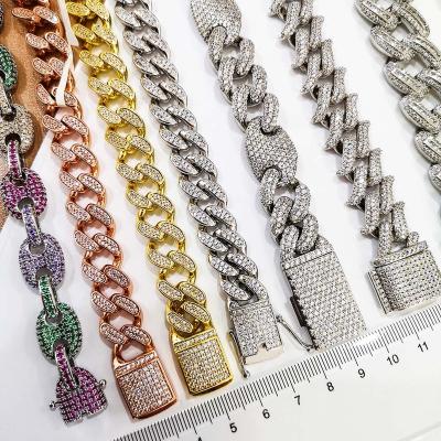 China CLASSIC hip hop link chain price jewelry cuban silver iced out moissanite bracelet for sale