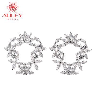 China Fashion Flower Ethnic Silver 925 Gemstone Earring Zircon Stud Designs For Women for sale