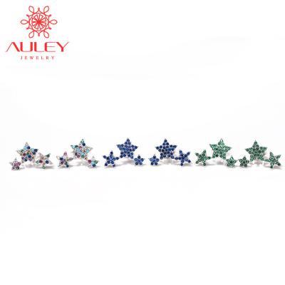 China Auley Fashion Ethnic Star Stud Earrings 925 Silver Needle With Zircon Jewelry for sale