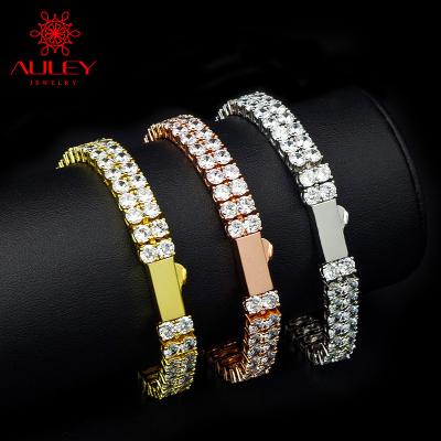 China Luxury Diamond Double Row Tennis Bracelet with Crystal Zircon and Gold/White Gold Rose Gold Plating for sale