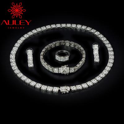 China Luxury Wholesale Zircon Jewelry Sets Tennis Ring Necklace/Bracelet/Earrings Set for sale