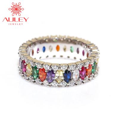 China BOHEMIA Simple Key Jewelry Wedding Marquise Rainbow Crystal Women Rings with AAA Zircon for sale