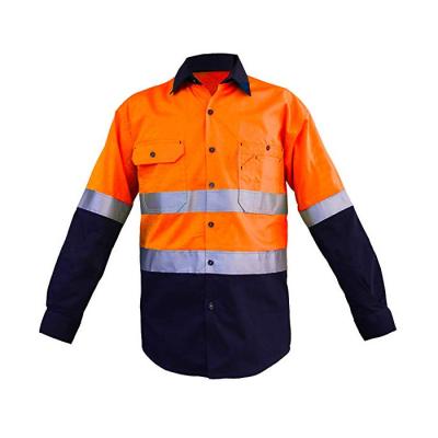 China Vis Mens Shirts Protective Safety 100% Cotton Shirts Hi Work Location for sale